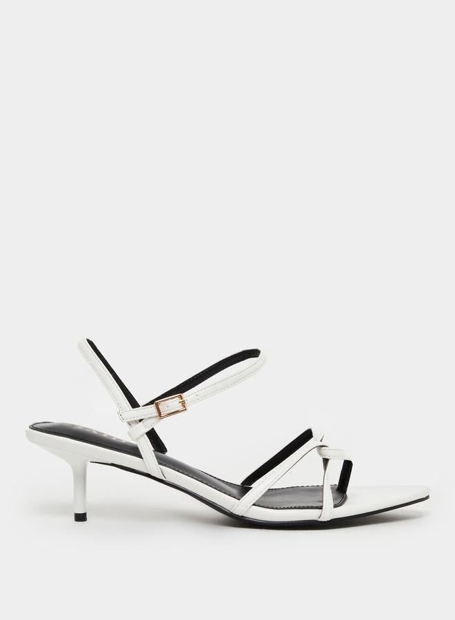 RAID White Slim Strap Sandals with Buckle - Image 1