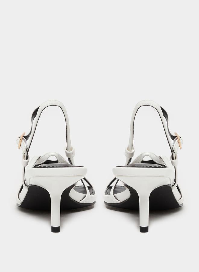 RAID White Slim Strap Sandals with Buckle - Image 5