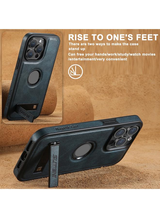 Suteni Case For iPhone 16 Pro Max G2 Magsafe Oil Wax Leather Back Phone Case with Holder - Image 4