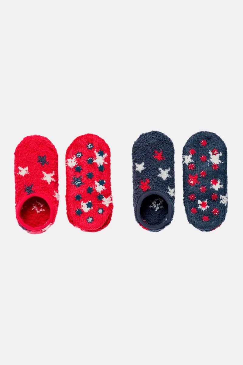 Tchibo Kids Boy 2 Pairs Textured Non-Slip Socks, Navy/Red 