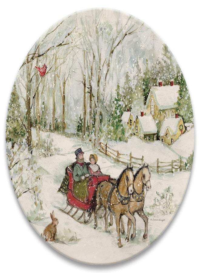CoasterStone Snowy Sleigh Holiday Drink Coaster Set - Image 1