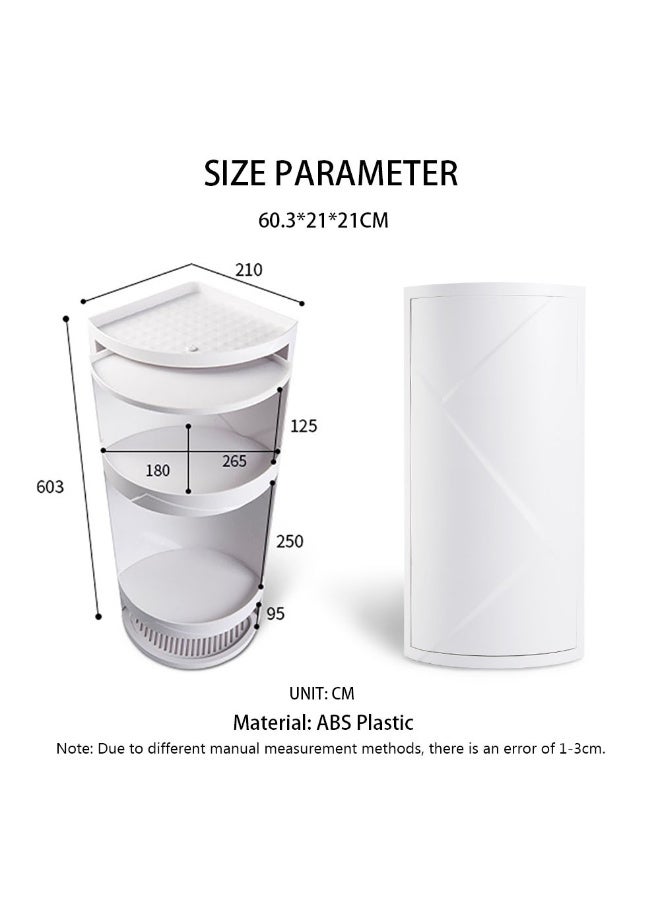 Bathroom Corner Shelf Wall Mounted Storage Cabinet 360° Rotating Locker Triangle Storage Rack for Bathroom Kitchen Countertop Organizer (White) - Image 2