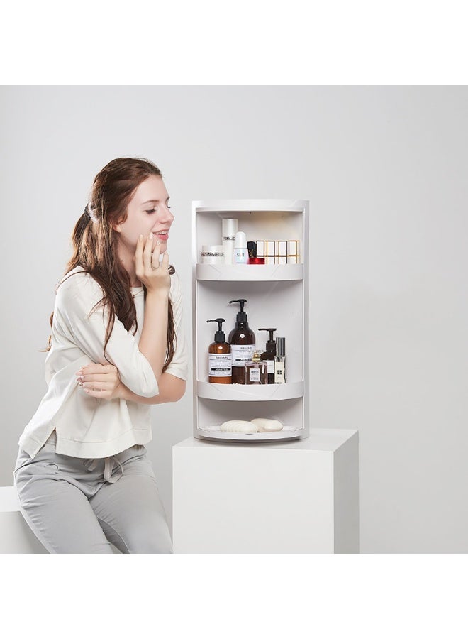 Bathroom Corner Shelf Wall Mounted Storage Cabinet 360° Rotating Locker Triangle Storage Rack for Bathroom Kitchen Countertop Organizer (White) - Image 4