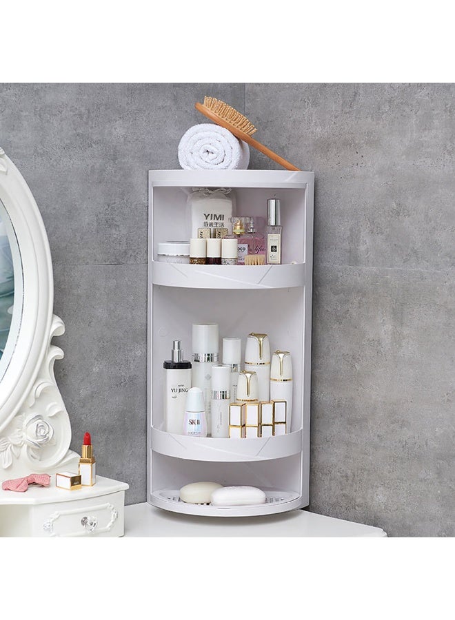 Bathroom Corner Shelf Wall Mounted Storage Cabinet 360° Rotating Locker Triangle Storage Rack for Bathroom Kitchen Countertop Organizer (White) - Image 3