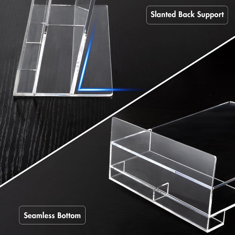 Rarapop A4 Acrylic Leaflet Holder with Business Card Holder, 2 Pack Clear Flyer Holder Countertop Brochure Display Stand for Magazine, Pamphlet, Booklets, Menu, Journals, Business Card (A4) - Image 5