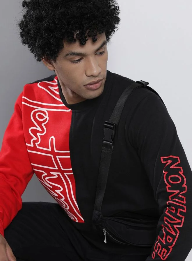 The Indian Garage Co  The Indian Garage Co Men Regular Fit Colourblocked Crew Neck Full Sleeves Sweatshirt  | Best Price UAE