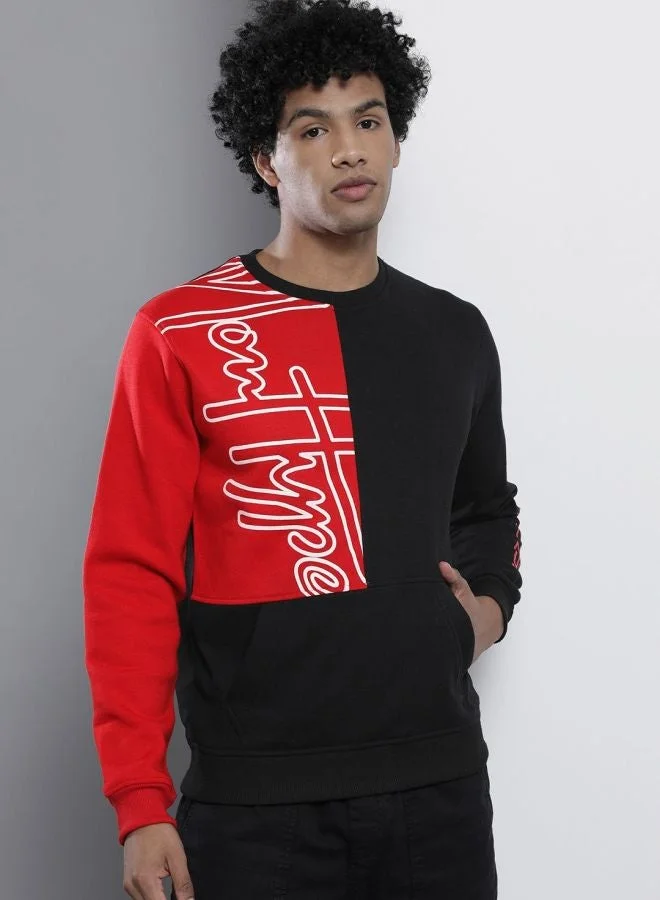 The Indian Garage Co Men Regular Fit Colourblocked Crew Neck Full Sleeves Sweatshirt