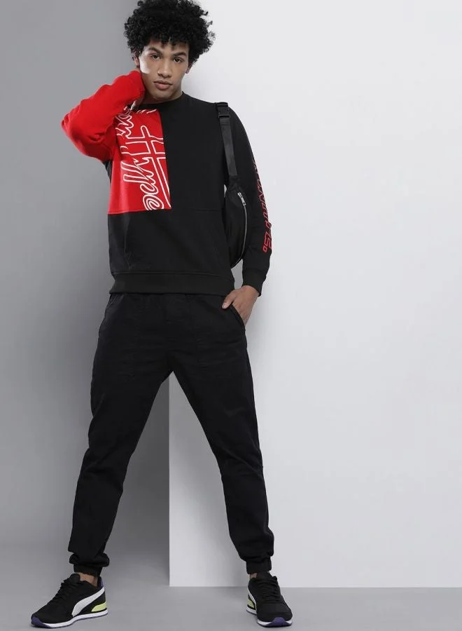 The Indian Garage Co  The Indian Garage Co Men Regular Fit Colourblocked Crew Neck Full Sleeves Sweatshirt  | Best Price UAE