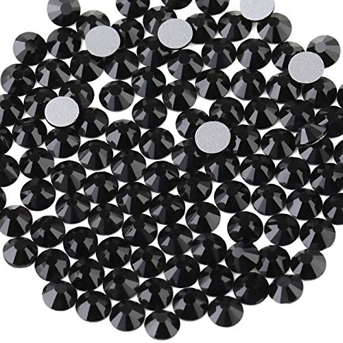 beadsland Flat Back Crystal Rhinestones Round Gems, Black (2.7-2.8mm) SS10/1440pcs - Image 1
