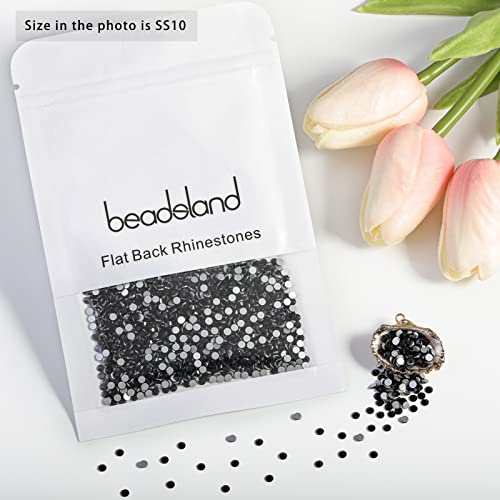 beadsland Flat Back Crystal Rhinestones Round Gems, Black (2.7-2.8mm) SS10/1440pcs - Image 5