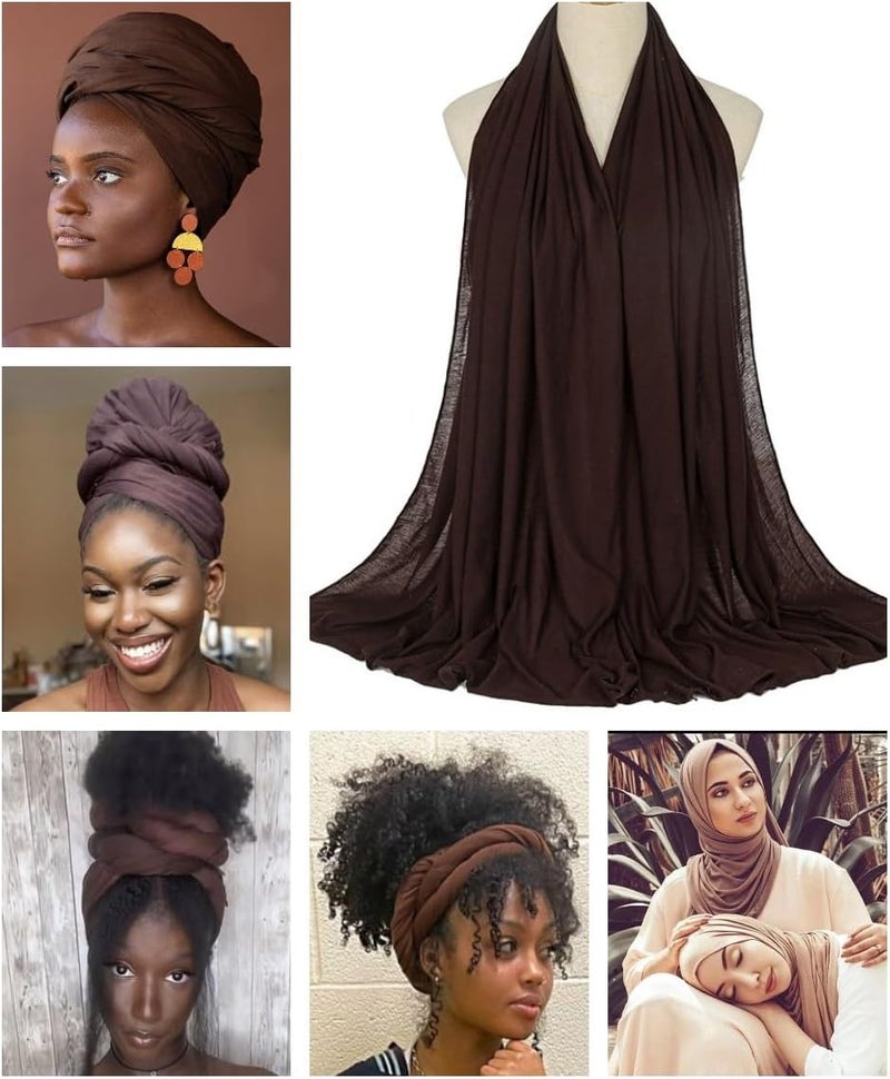 Harewom Head Wraps for Black Women Stretch Head Scarf Long African Hair Wraps Turban Headwraps Jersey Headbands - Image 5