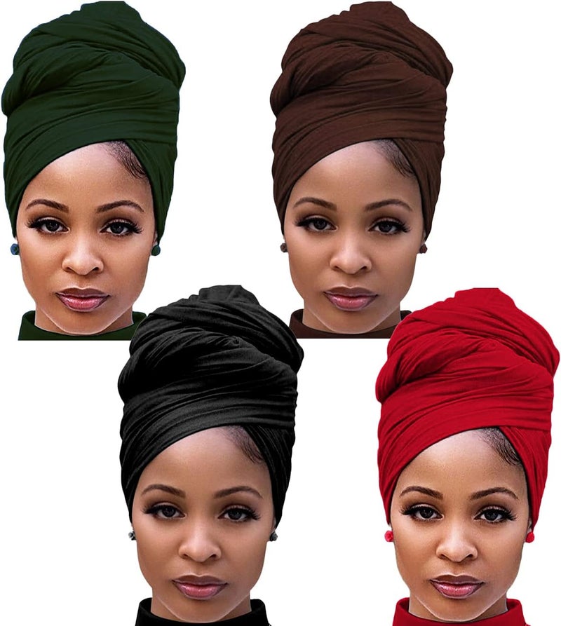 Harewom Head Wraps for Black Women Stretch Head Scarf Long African Hair Wraps Turban Headwraps Jersey Headbands - Image 1