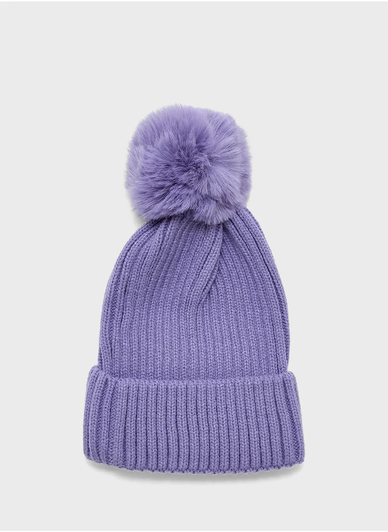 Ginger Pompom Knitted Winter Beanie