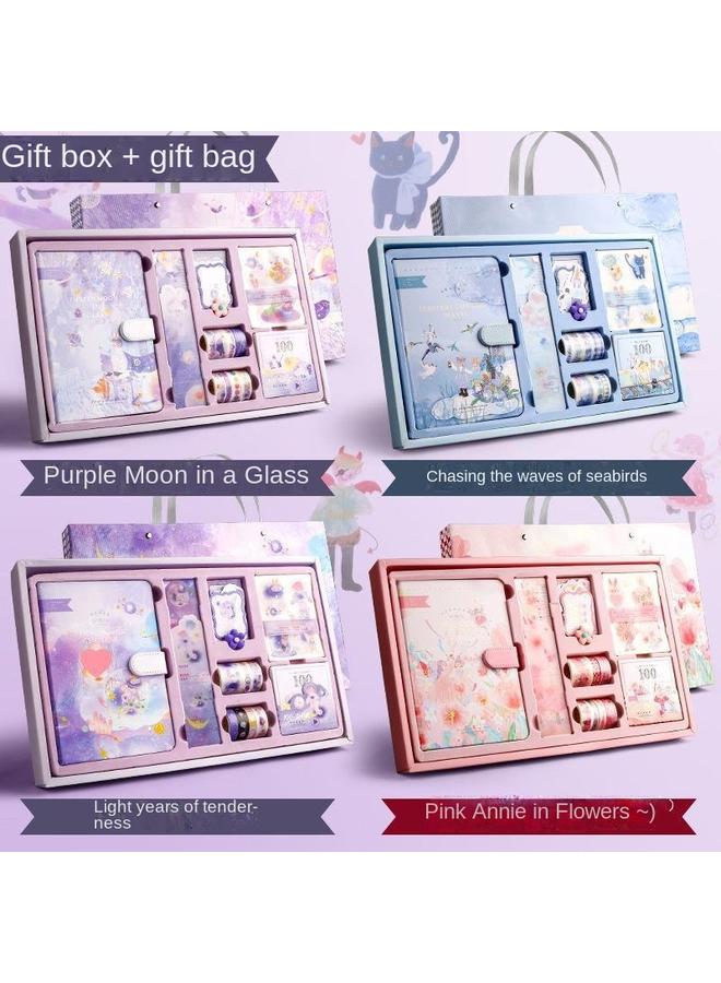 Bluejw Hand Account Book Suit Girl's Heart Cute Korean Ins Internet Red Hand Account Book Journal Tool Material Full Set Gift Box - Image 2