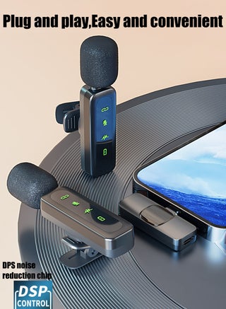 ميكروفون لاسلكي احترافي لأجهزة iPhone و iPad و Android - حزمة مزدوجة، تتميز بخاصية إلغاء الضوضاء، وتسجيل فائق الوضوح، وواجهة USB-C، ودعم البث المباشر، و YouTube، و TikTok، ومنصات الفيديو الأخرى. - view 5