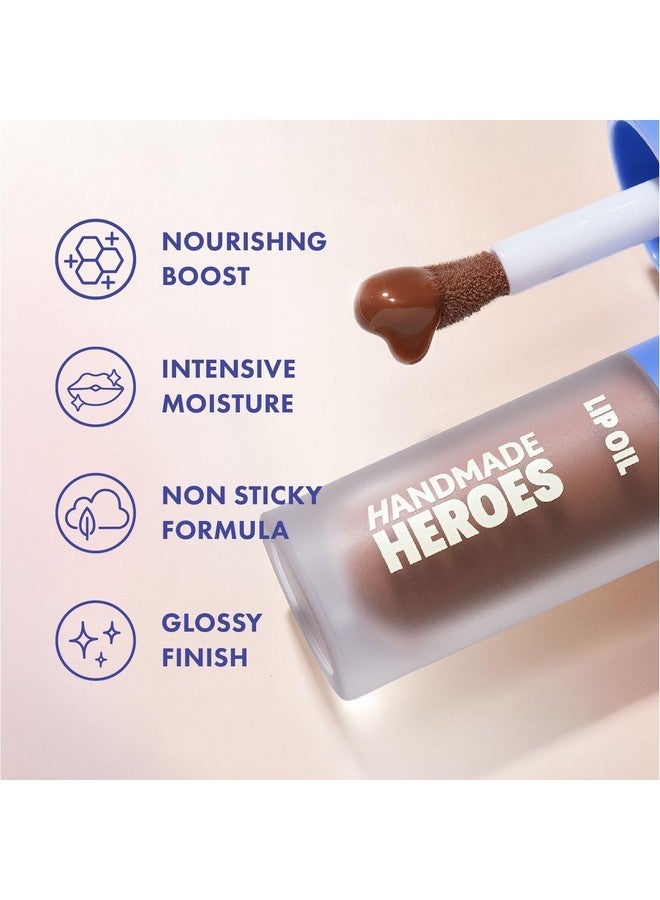 Handmade Heroes 100% Natural Vegan Lip Oil with Squalane Non-Sticky Lip Gloss Moisturizing, Shiny, Nourishing Korean Lip Gloss - Caramel Chestnut - Image 3