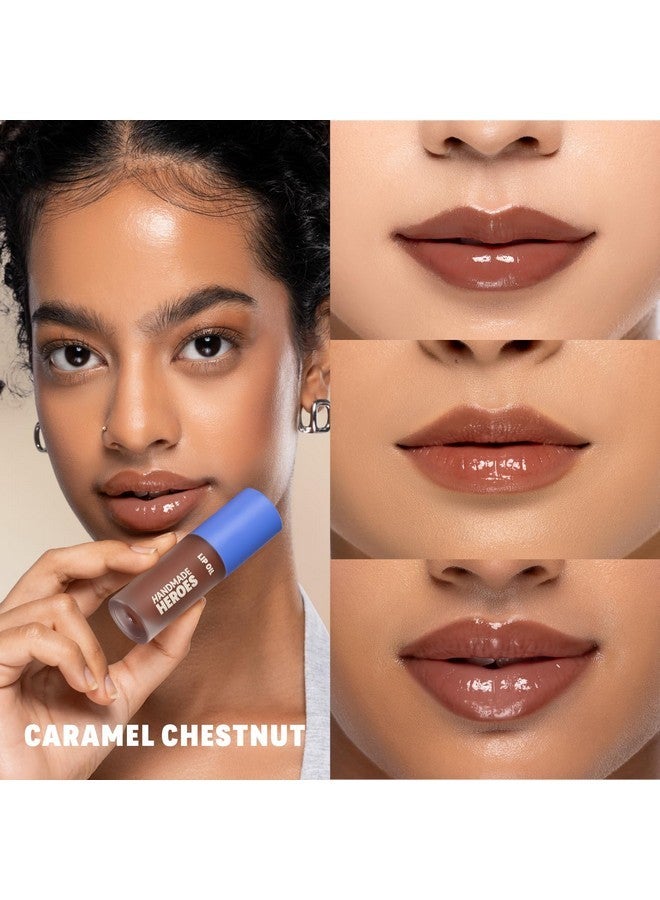 Handmade Heroes 100% Natural Vegan Lip Oil with Squalane Non-Sticky Lip Gloss Moisturizing, Shiny, Nourishing Korean Lip Gloss - Caramel Chestnut - Image 2