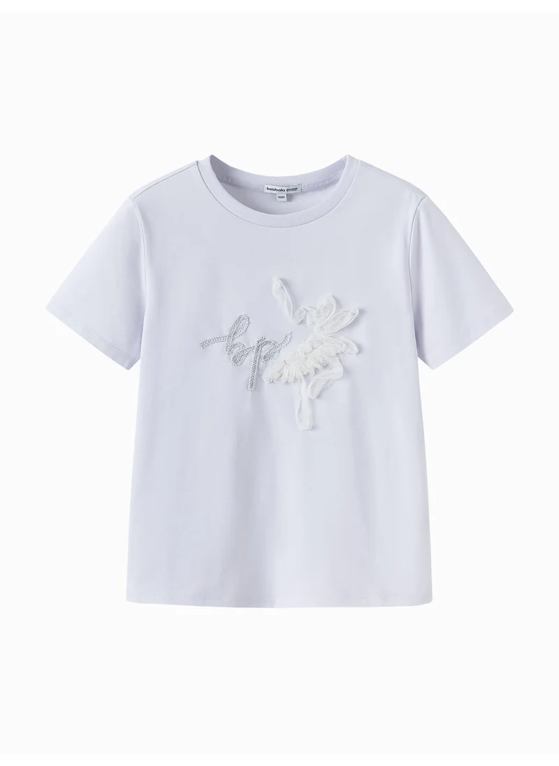 بالابالا Kids Girl Lapel short-sleeved T-shirt