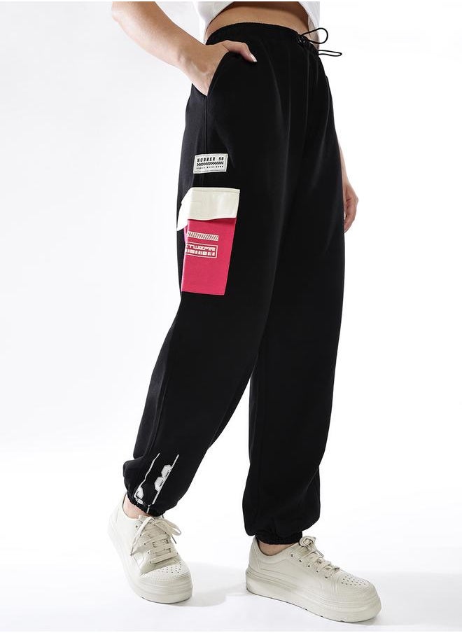 Hubberholme Women Cotton Printed Relaxed-Fit Cargo Joggers  - Image 3