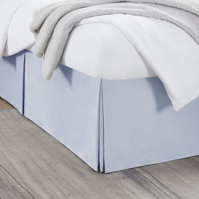 ICE BLUE FULL BED SKIRT FULL SIZE BED SKIRT 14 INCH DROP BRUSHED MICROFIBER BED SKIRTS HOTEL QUALITY PLEATED BED SKIRT SHRINKAGE FADE RESISTANT