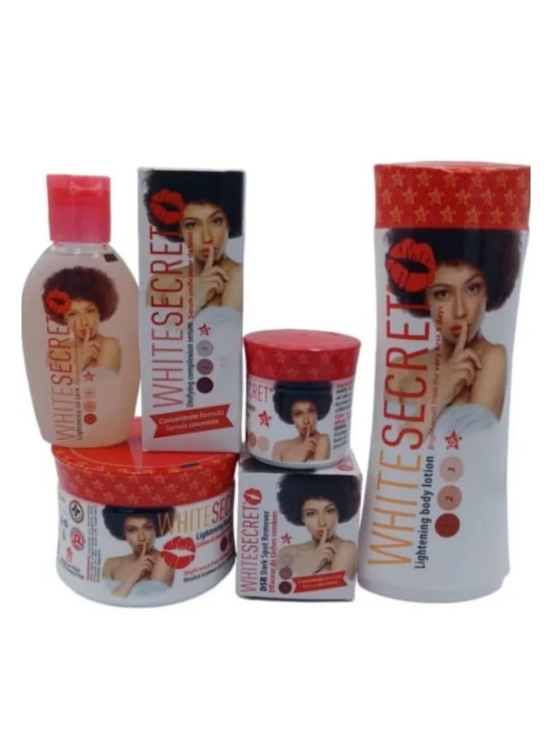 White secret Skin Whitening Set Lotion 200ml Cream 140ml Serum 30ml Cream 30ml Oil 60ml