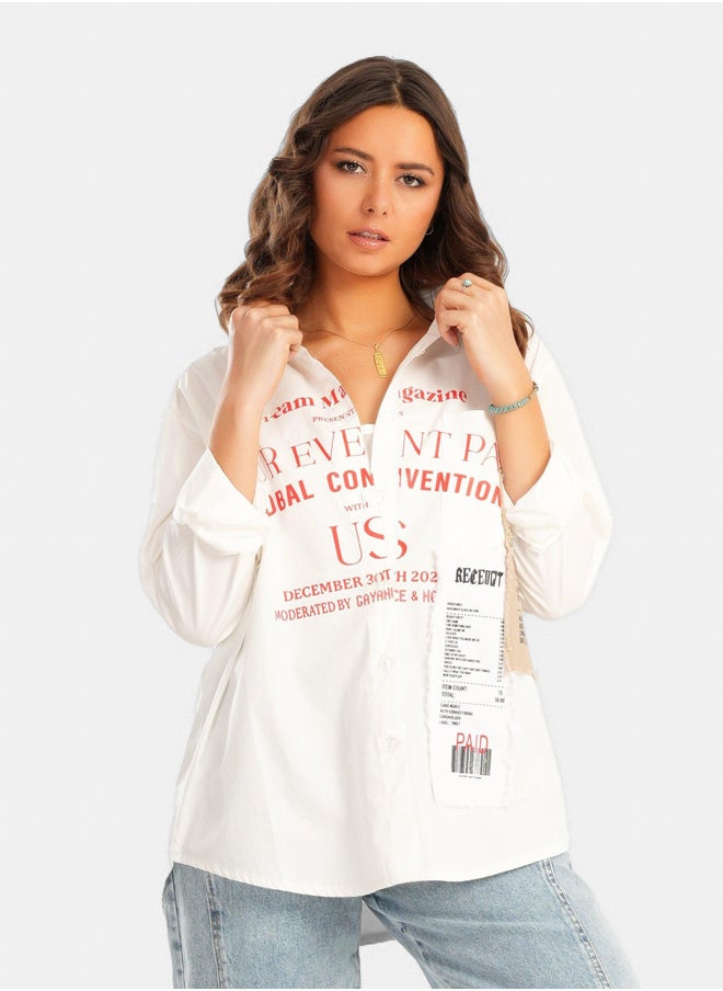 Clue - Printed Shirt with Collared Neck - Image 1