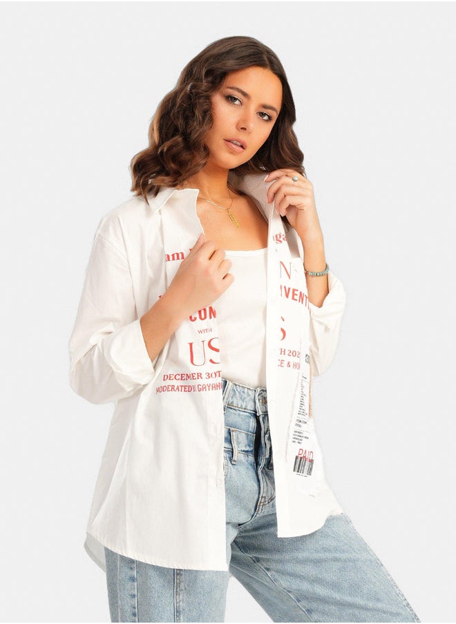 Clue - Printed Shirt with Collared Neck - Image 1