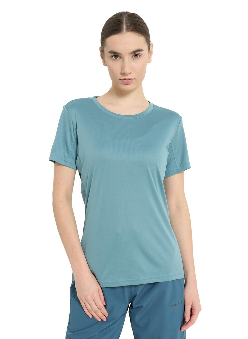 Outventure Women’s Outdoor Blue Green T-Shirt – Fitted Cut, Durable Fabric, Lightweight & Breathable, High Wear Resistance for Active Adventures - Image 2