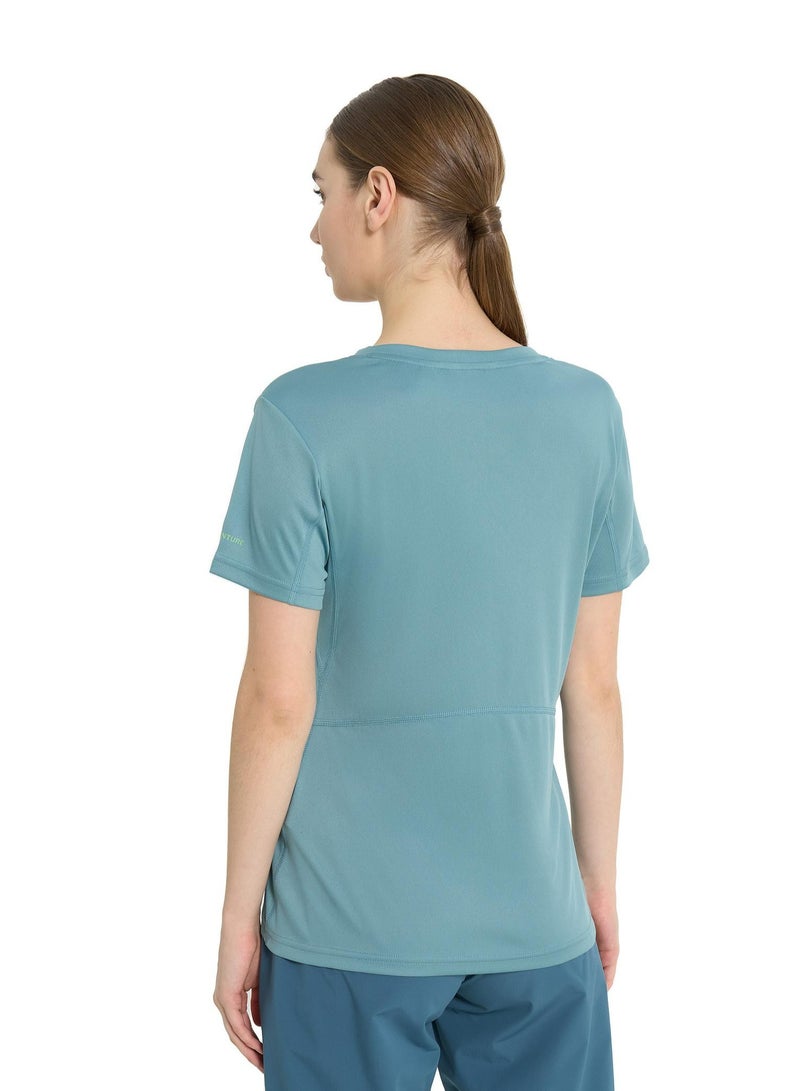 Outventure Women’s Outdoor Blue Green T-Shirt – Fitted Cut, Durable Fabric, Lightweight & Breathable, High Wear Resistance for Active Adventures - Image 3
