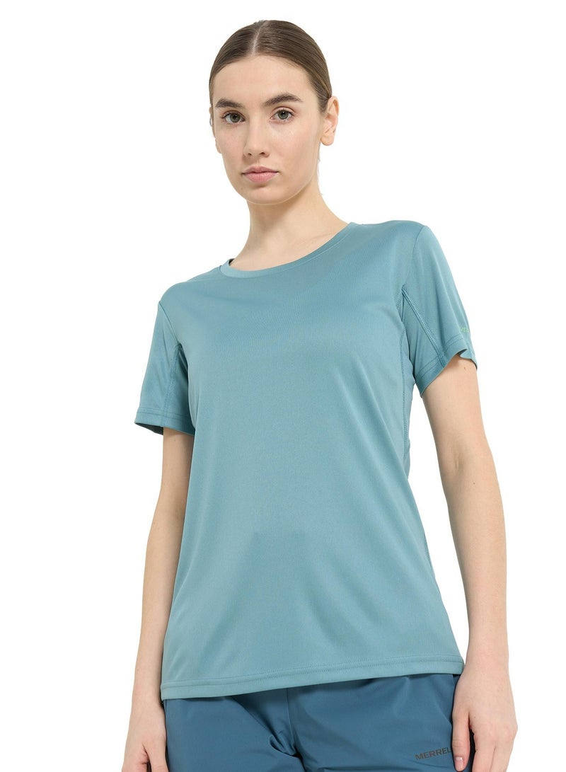 Outventure Women’s Outdoor Blue Green T-Shirt – Fitted Cut, Durable Fabric, Lightweight & Breathable, High Wear Resistance for Active Adventures - Image 1