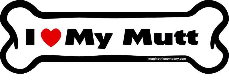 Imagine This Company I Love My Breed Bone Shaped Pet Magnet; Removable Magnets for Cars, Fridges, Lockers & More, Stylish Pet Inspired Car Accessories, 2 x 7 inches, 1 Item, White/Black, Mutt