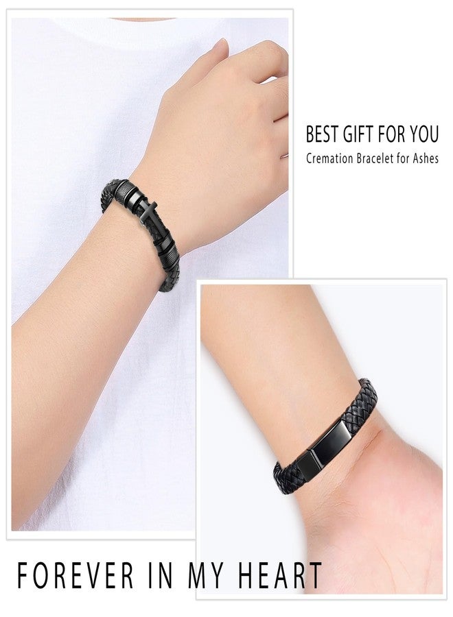 Minicremation Cross Cremation Urn Bracelet for Ashes Genuine Leather Memorial Ash Jewelry Urn Bangles Locket Keepsake Bracelet for Men, 22cm, Stainless Steel, not - Image 4