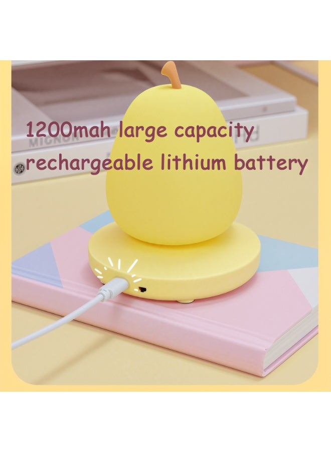 Rechargeable Silicone Night Light with Three - Level Touch Dimming for Bedroom & Kids’ Room（Yellow Pear） - Image 5