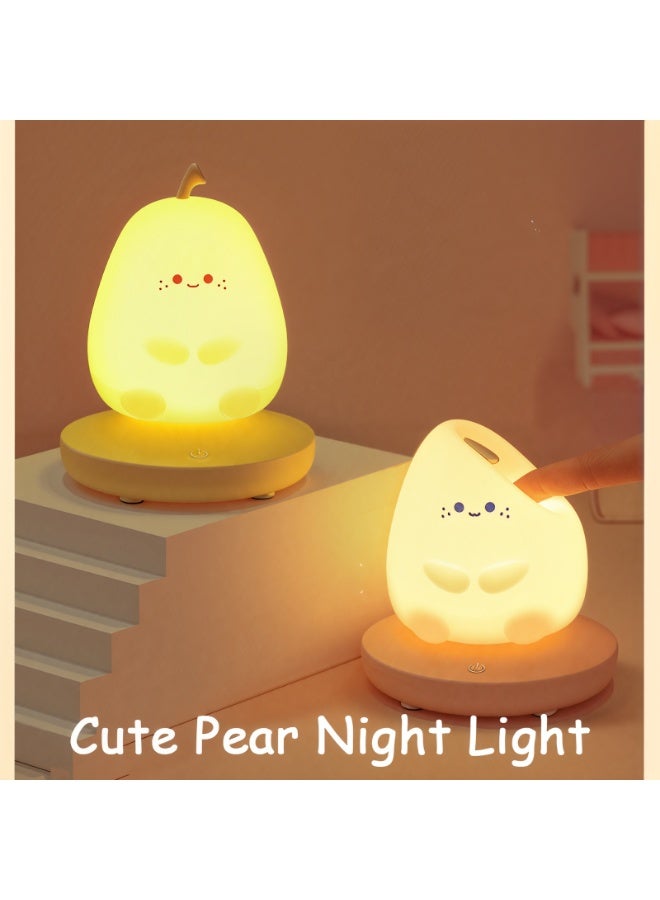 Rechargeable Silicone Night Light with Three - Level Touch Dimming for Bedroom & Kids’ Room（Yellow Pear） - Image 2