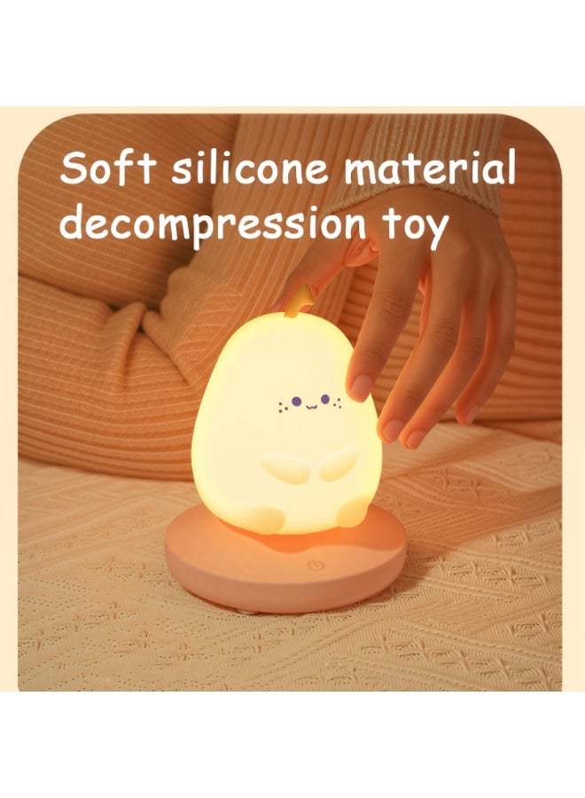 Rechargeable Silicone Night Light with Three - Level Touch Dimming for Bedroom & Kids’ Room（Yellow Pear） - Image 4