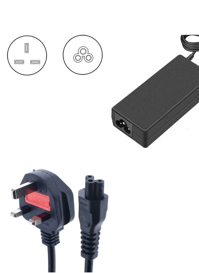Topleo - UK Cloverleaf 3 Pin Power Cable for Laptop chargers 1.5M, Mains Power Cord lead for PC, Scanners, Printers, TV - Image 1