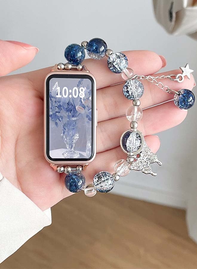 بيوينتي يستخدم لسوار ساعة Huawei Band 8/Huawei Band 9 بسلسلة من الألماس على شكل نجمة زرقاء (ينطبق على محيط المعصم 120 مم - 150 مم) - Image 1