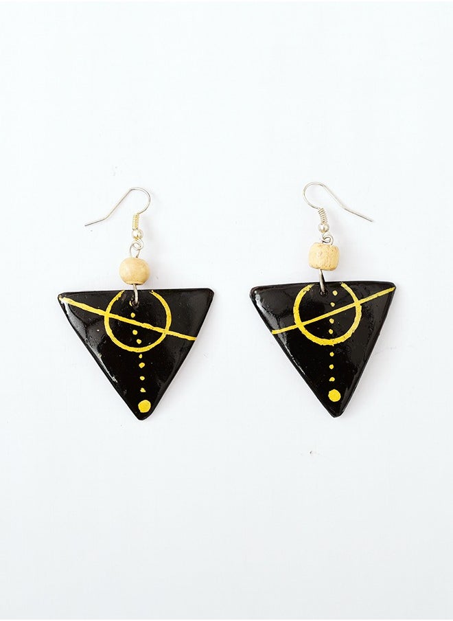 N & H Eco-friendly Handmade Jewellery Coconut Wooden Earrings Lightweight Hoopwire Earrings Bohemian Pendant Dangle Earrings Set  - Image 1