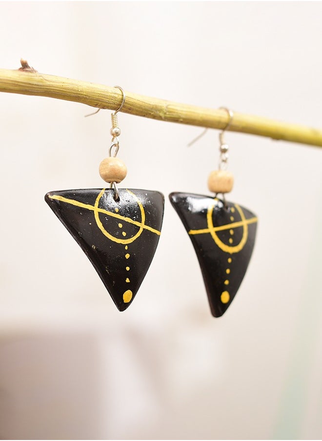 N & H Eco-friendly Handmade Jewellery Coconut Wooden Earrings Lightweight Hoopwire Earrings Bohemian Pendant Dangle Earrings Set  - Image 3