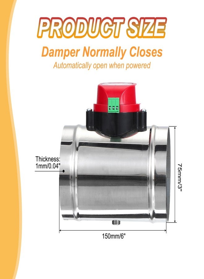 باتيكيل مخمد مجرى هواء باتيكيل 4 بوصة، مصنوع من الفولاذ المقاوم للصدأ، مزود بمحرك كهربائي، قابل للتعديل، للتحكم في تدفق الهواء ومنع ارتداده، مناسب لأنظمة موازنة الهواء في أنظمة التكييف والتهوية، يعمل بجهد 24 فولت تيار متردد - Image 2