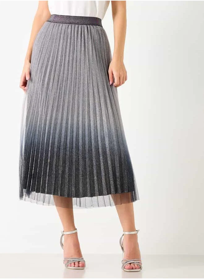 2Xtremz 2Xtremz Ombre Pleated A-Line Midi Skirt