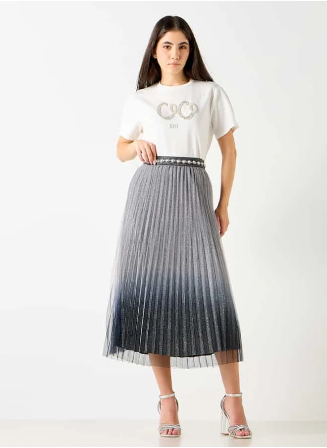 2Xtremz 2Xtremz Ombre Pleated A-Line Midi Skirt