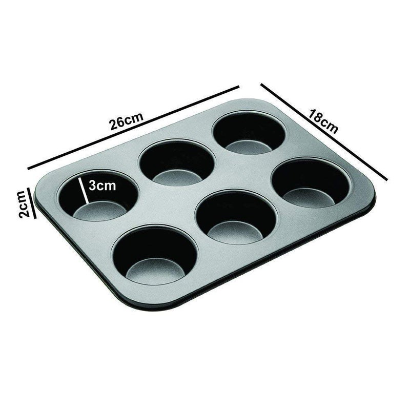 Xacton Cake Making 4 in 1 Combo of 6 Slot Cup Cake Muffin Tray with Heart Round Square Shape Cake Mould Used in Microwave Oven OTG Cooker Cake Mould Combo Bakeware Combo 6 - Image 3