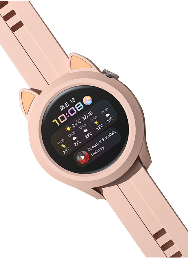X-level - 1 Pieces Cat Earmuffs Watch Case for Huawei Watch GT3 42mm With Soft TPU Protective Anti-Scratch Silicone Protector Soft Flexible TPU Thin Lightweight Bumper Cover - Image 1