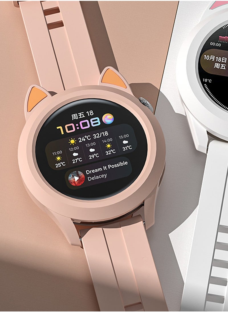 X-level - 1 Pieces Cat Earmuffs Watch Case for Huawei Watch GT3 42mm With Soft TPU Protective Anti-Scratch Silicone Protector Soft Flexible TPU Thin Lightweight Bumper Cover - Image 1