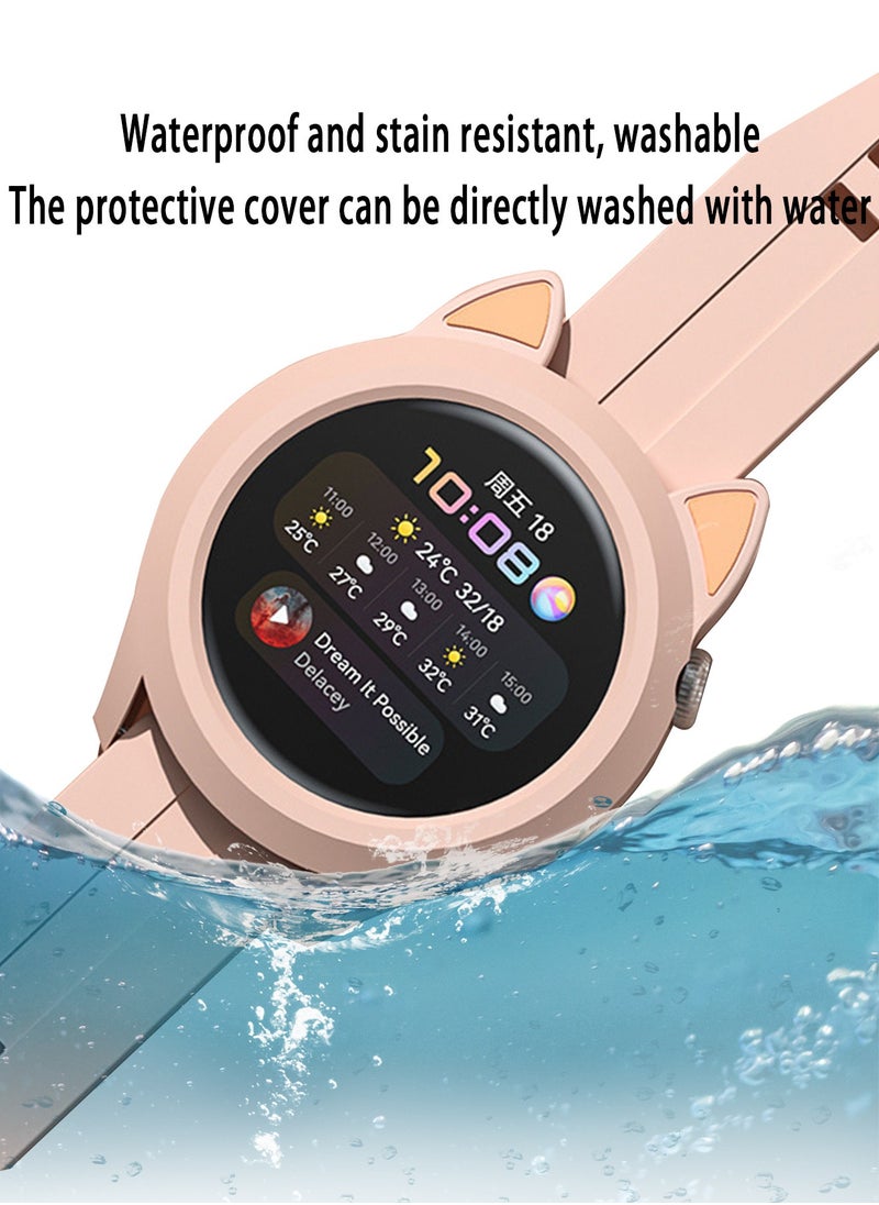 X-level - 1 Pieces Cat Earmuffs Watch Case for Huawei Watch GT3 42mm With Soft TPU Protective Anti-Scratch Silicone Protector Soft Flexible TPU Thin Lightweight Bumper Cover - Image 1