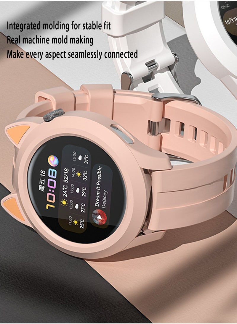 X-level - 1 Pieces Cat Earmuffs Watch Case for Huawei Watch GT3 42mm With Soft TPU Protective Anti-Scratch Silicone Protector Soft Flexible TPU Thin Lightweight Bumper Cover - Image 1