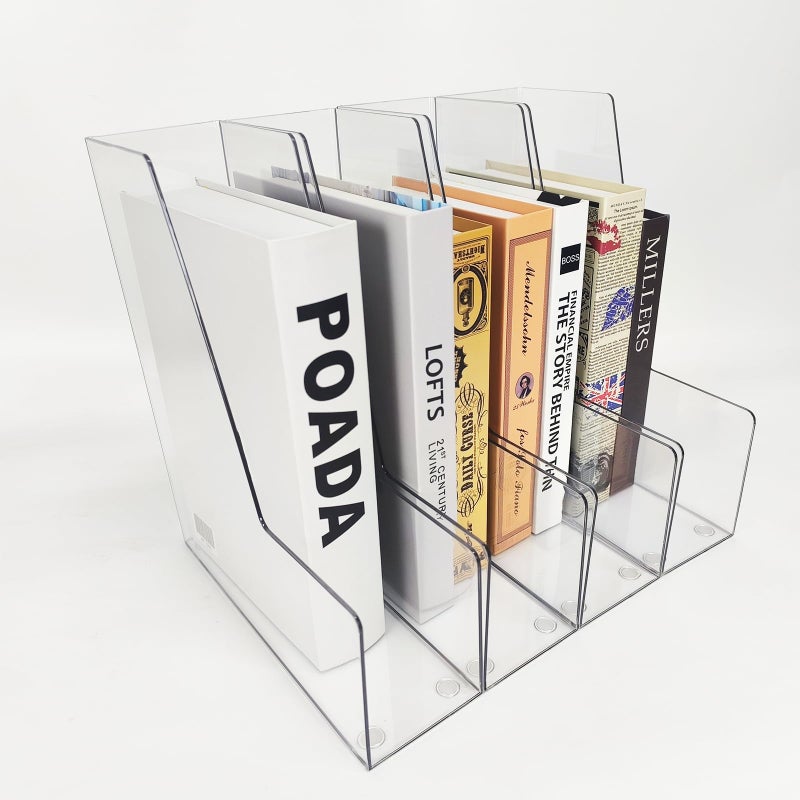 RHONZHAO Vertical File Holder 4 pack Clear Plastic Document Organizer and Clear Magazine Organizer Multipurpose Document Organizer for Home Office - Image 2