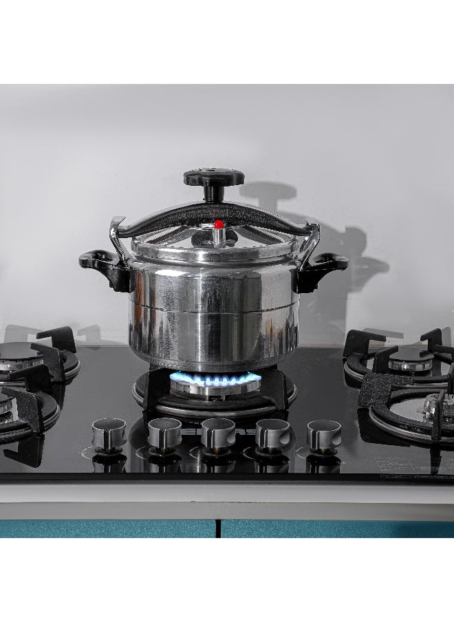 DELCASA - 5 Liter Aluminum Pressure Cooker Equipped with Multi Safety Device and Unique Pressure Indicator Durable Aluminum Alloy Construction with Firm Handles Silver - Image 1