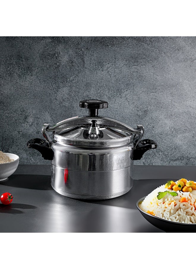 DELCASA 5 Liter Aluminum Pressure Cooker Equipped with Multi Safety Device and Unique Pressure Indicator Durable Aluminum Alloy Construction with Firm Handles Silver 